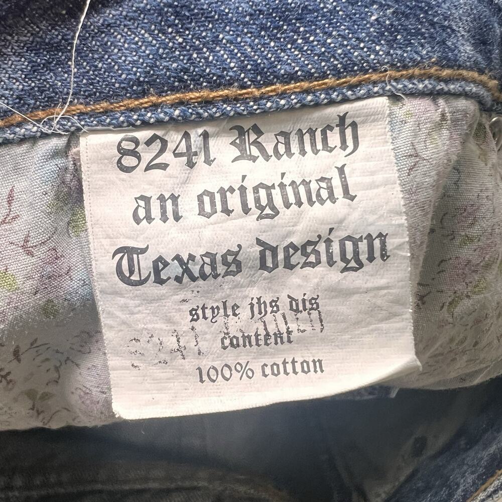 8241 Ranch Jeans Size 6 Blue Floral Crochet Patches Straight Leg Boho Festival - Picture 13 of 15